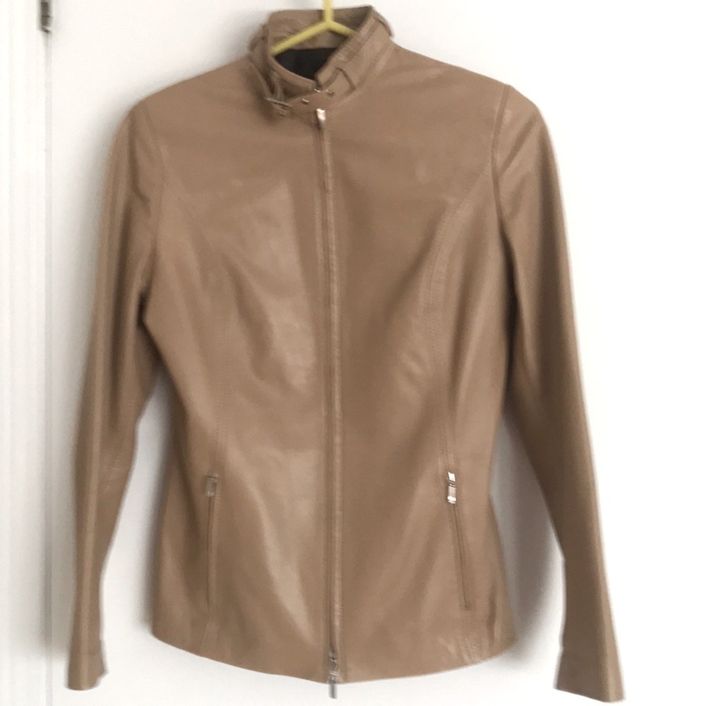PELETERIA SOLSONA Tan Faux Leather Tan blazer/jacket frm Barcelona Size X-Small